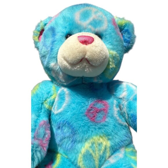 Build A Bear Sitting Blue Hippie Peace Plush Stuffed Support Pet Toy BFF Retro - Picture 5 of 16